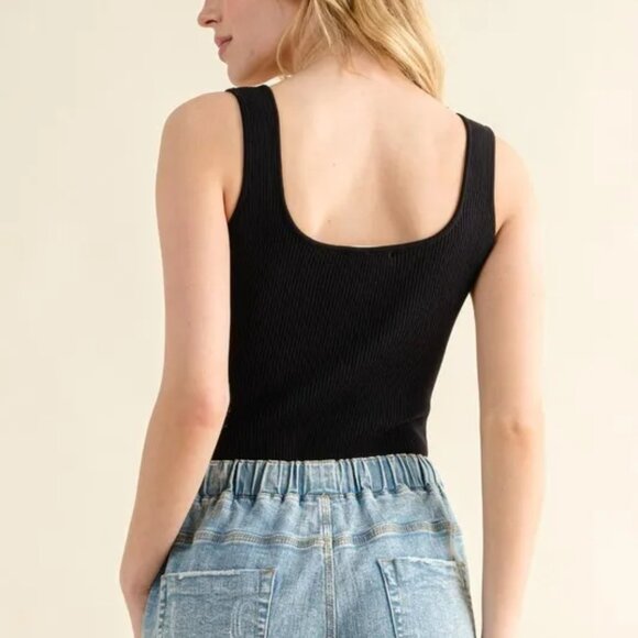 And The Why Ribbed Square Neck Bodysuit - Picture 3 of 3